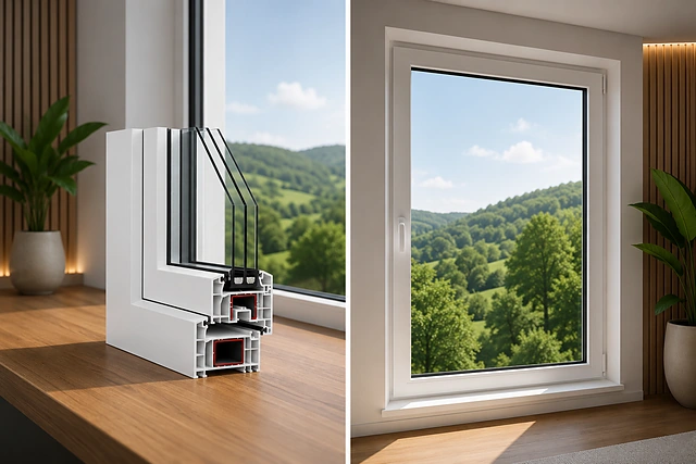 Finestra Avantgarde in PVC con profilo da 78 mm