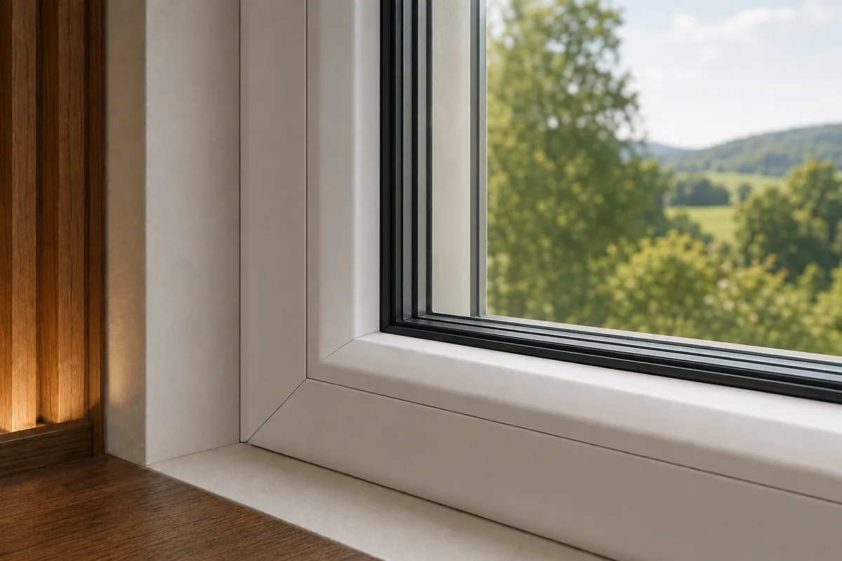 Dettaglio del profilo Termoconfort in PVC con vetrocamera tripla